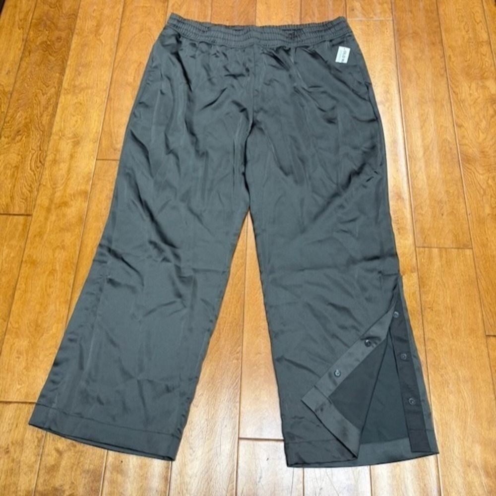 Old Navy Womens Breathable Pants Sz XL Wide Leg Snap Bottom Elastic Waist Brown